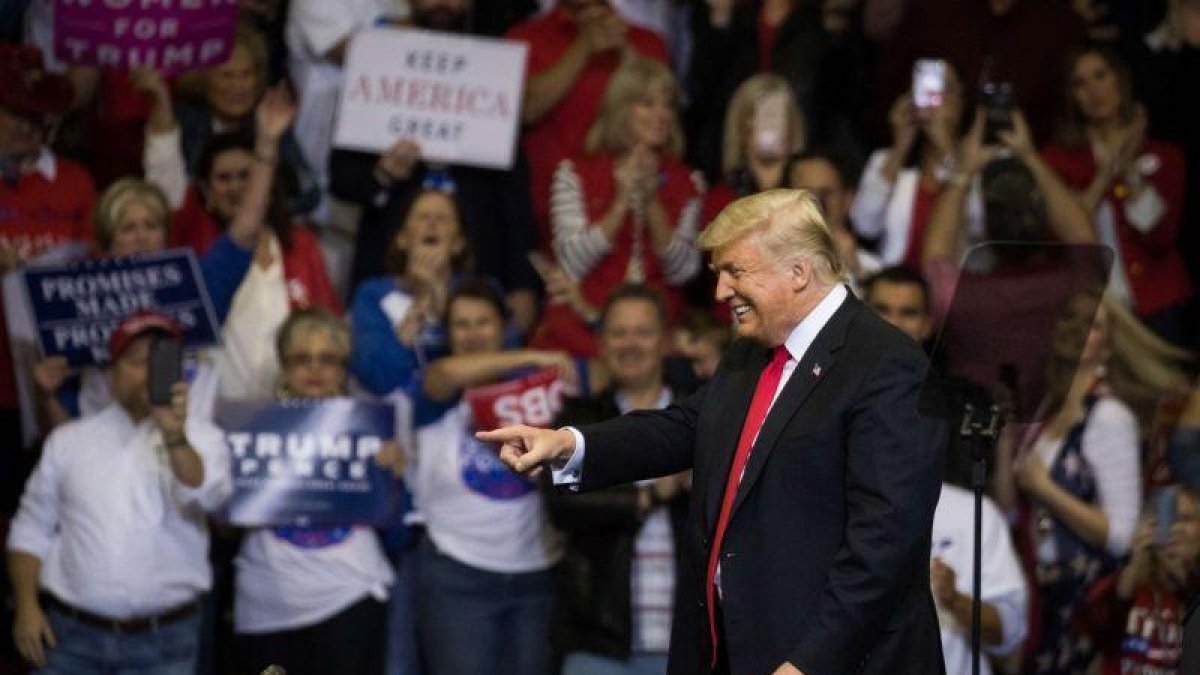 Trump, durante el mitin de apoyo a Ted Cruz, este lunes en Houston (Texas).-GETTY IMAGES NORTH AMERICA