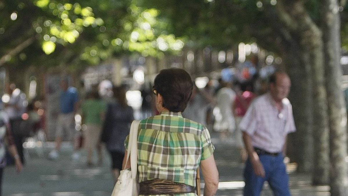 Una mujer pasea a una persona en silla de ruedas.-RAÚL G. OCHOA