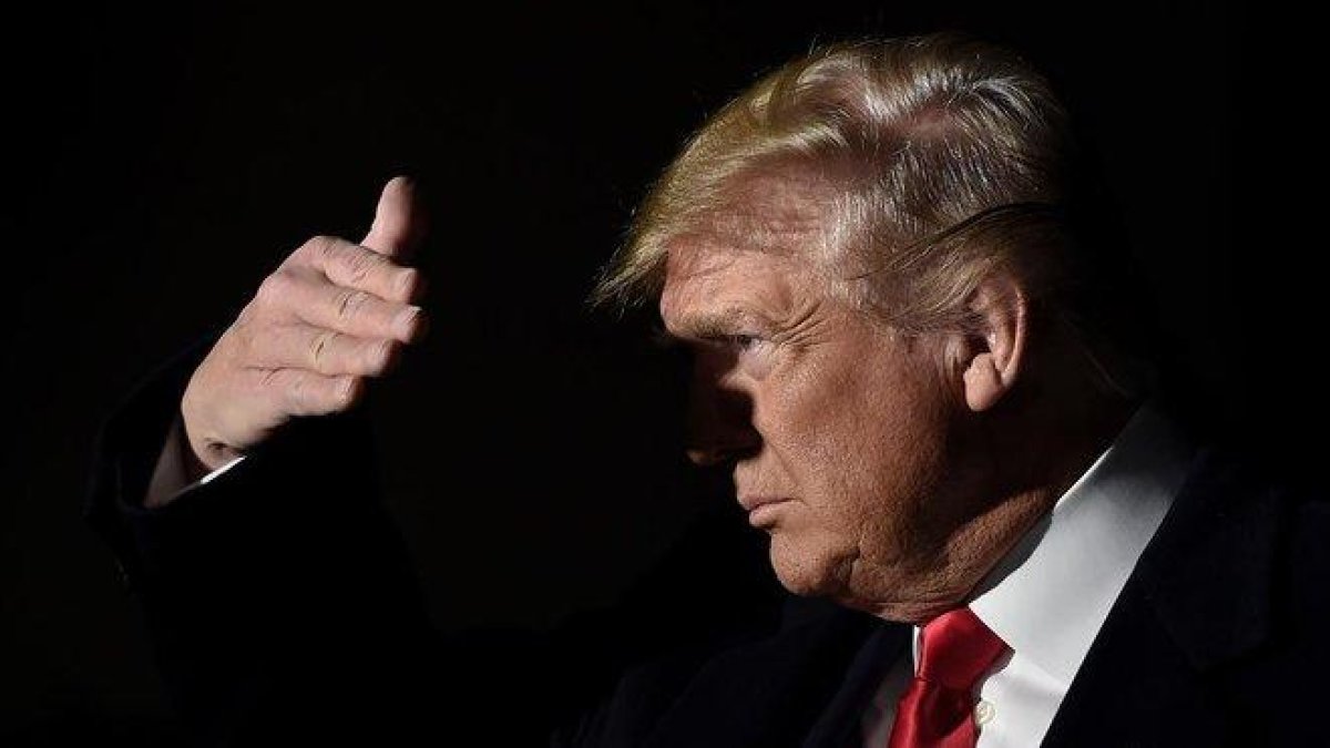 El presidente de Estados Unidos, Donald Trump. durante una rueda de prensa en la Casa Blanca. este sábado.-OLIVIER DOULIERY (AFP)