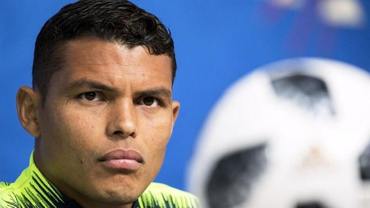 Thiago Silva, en la rueda de prensa antes del partido contra Costa Rica.-ETIENNE LAURENT