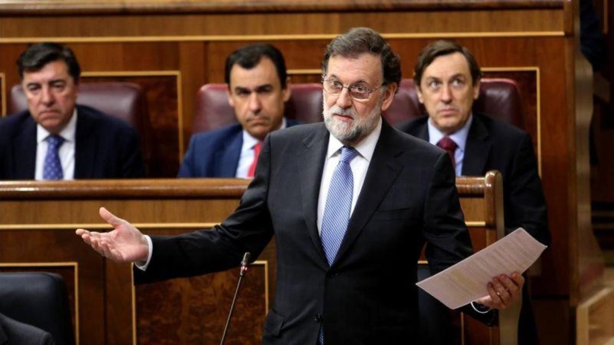 El presidente Rajoy durante la sesión de control, esta mañana.-JUAN MANUEL PRATS