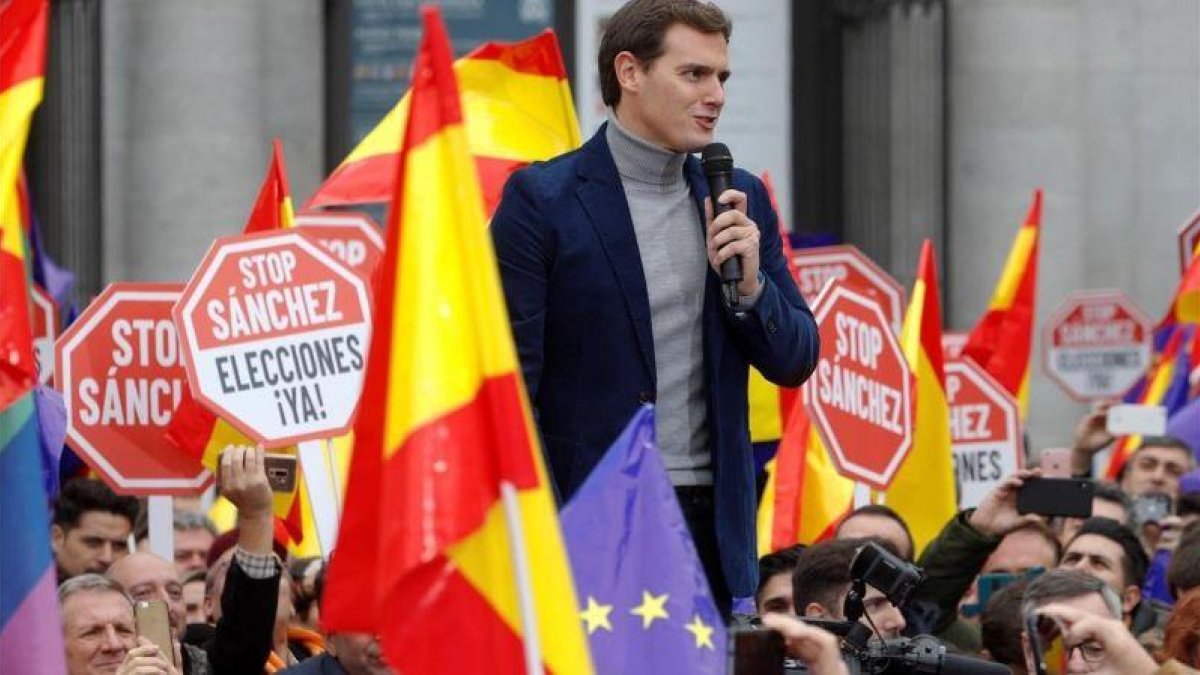 El líder de Ciudadanos, Albert Rivera, en la concentración de Madrid.-EFE J J GUILLEN