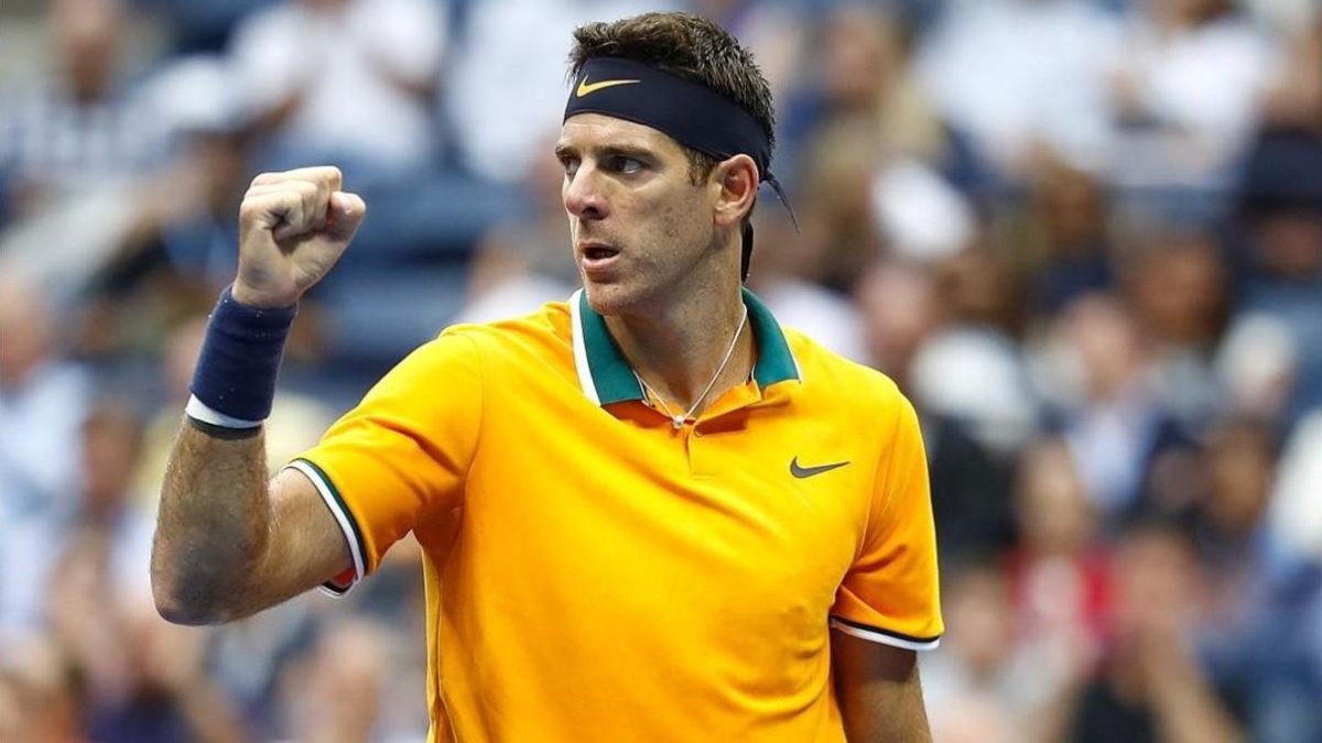 Juan Martín del Potro celebra un punto ganado en la semifinal ante Rafael Nadal en el Abierto de EEUU.-JULIAN FINNEY