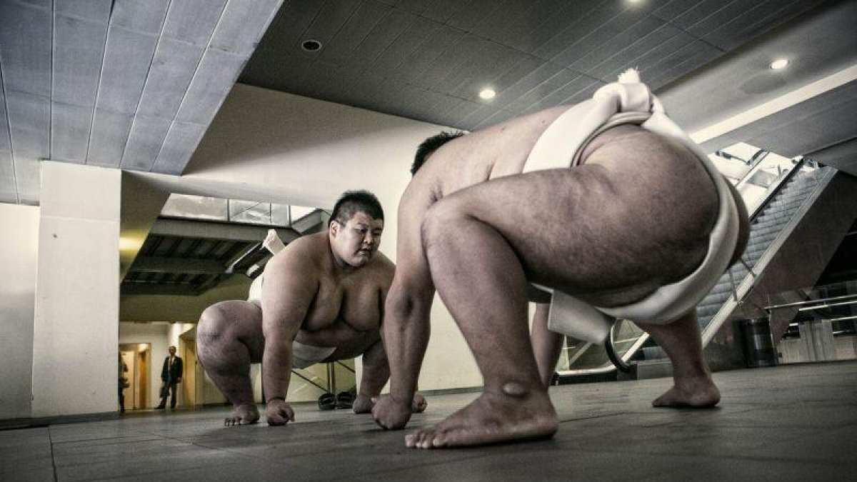 Luchadores de sumo, en Barcelona.-JOAN CORTADELLAS