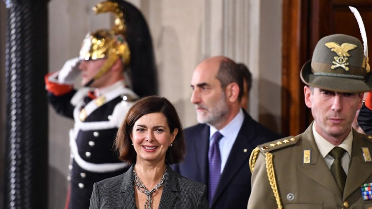 La presidenta del Congreso italiano, Laura Boldrini, tras reunirse con el presidente Mattarella.-ALBERTO PIZZOLI / AFP