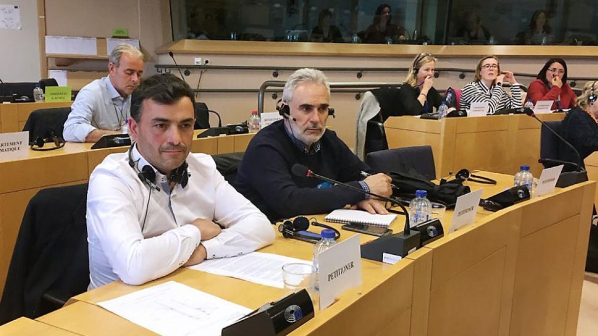 Juan José Asensio y Marco Antonio Manjón ayer en la Comisión de Peticiones del Parlamento Europeo.-ECB