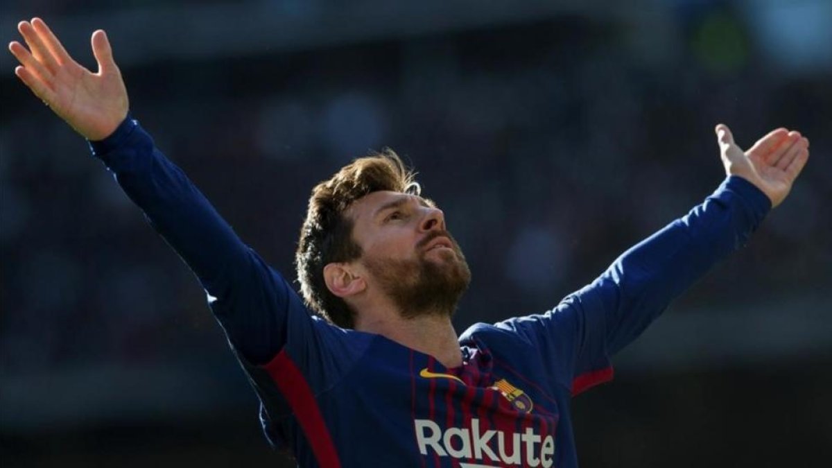 Messi celebra el gol que anotó en el clásico del 23 de diciembre.-/ RODRIGO JIMÉNEZ
