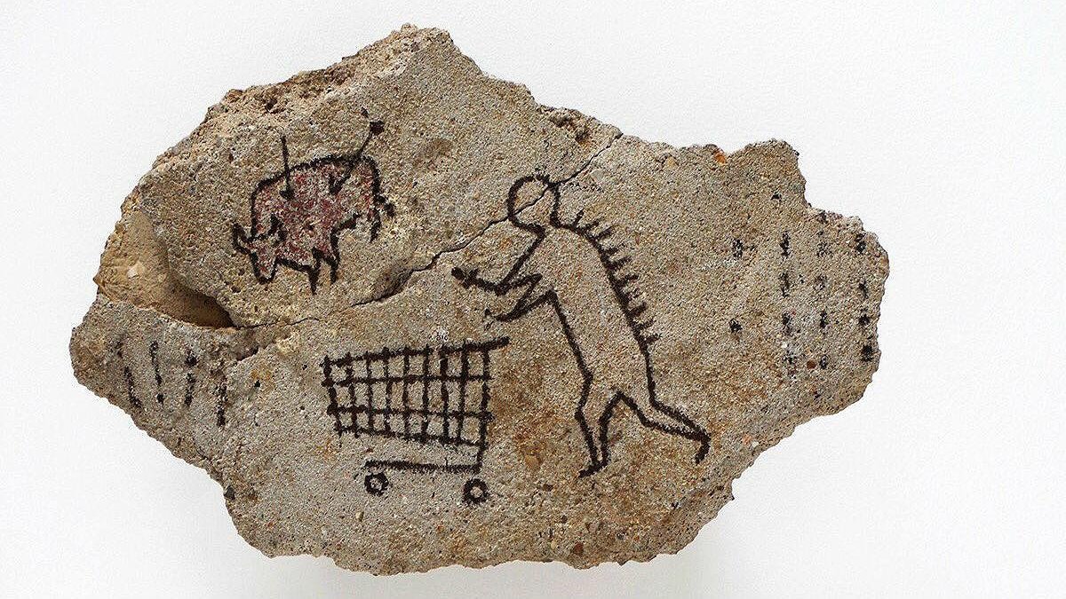 Obra de arte rupestre de Banksy. /-BRITISH MUSEUM
