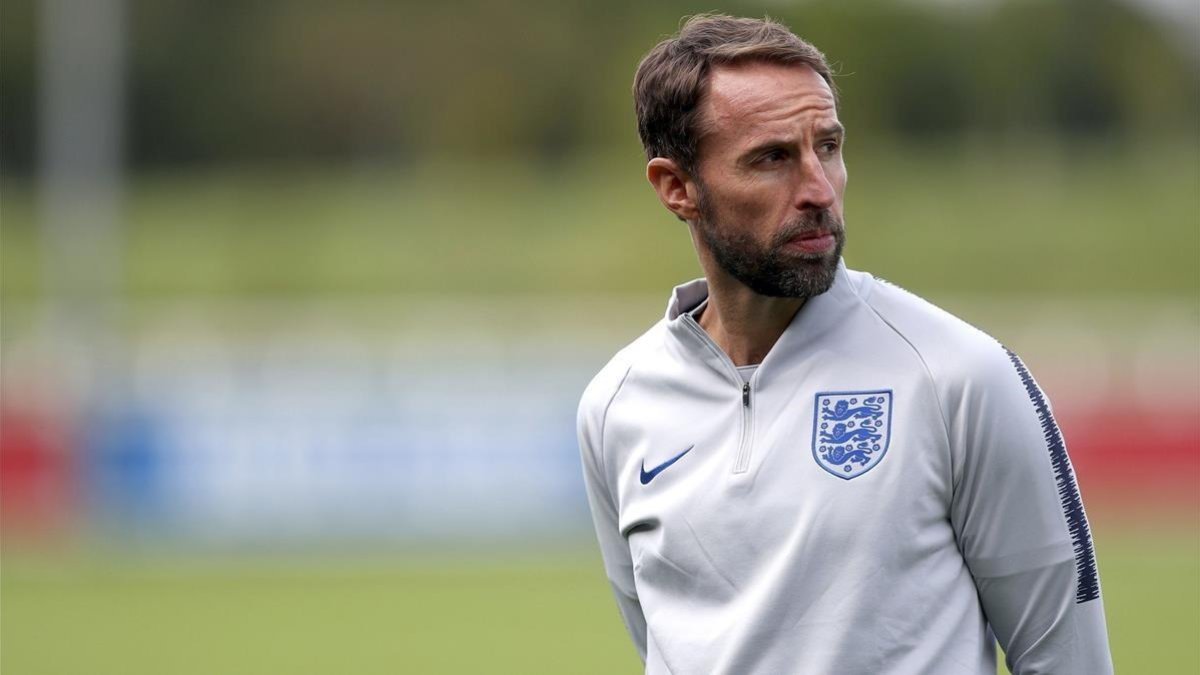 Southgate, en un entrenamiento de la selección inglesa.-DAVID DAVIES