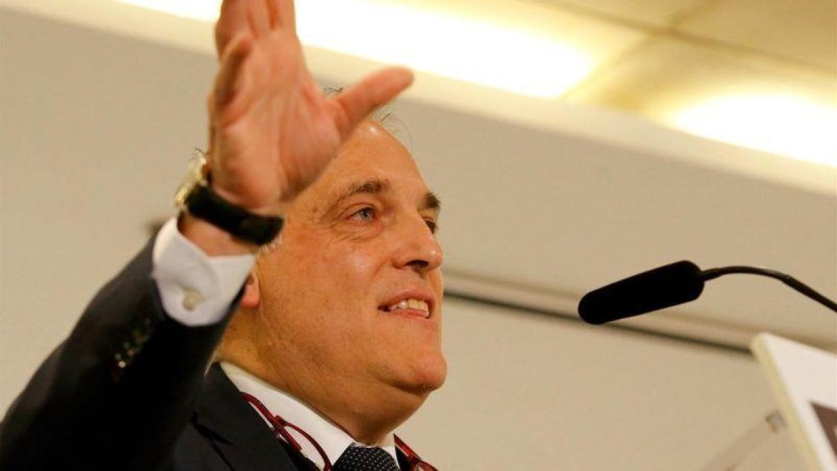 Javier Tebas, durante un encuentro con la prensa.-JUAN MANUEL PRATS