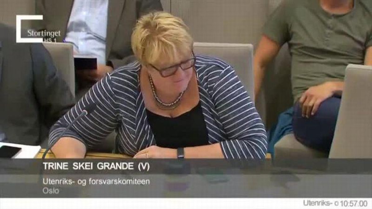 La diputada liberal noruega Trine Skei Grande, jugando al Pokémon en una sesión parlamentaria.-YOUTUBE