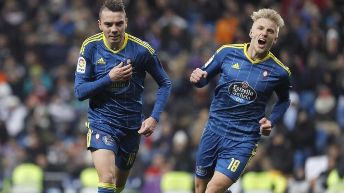 Aspas y Wass, dos de los peligros del Celta ante el Madrid.-EFE / BALLESTEROS