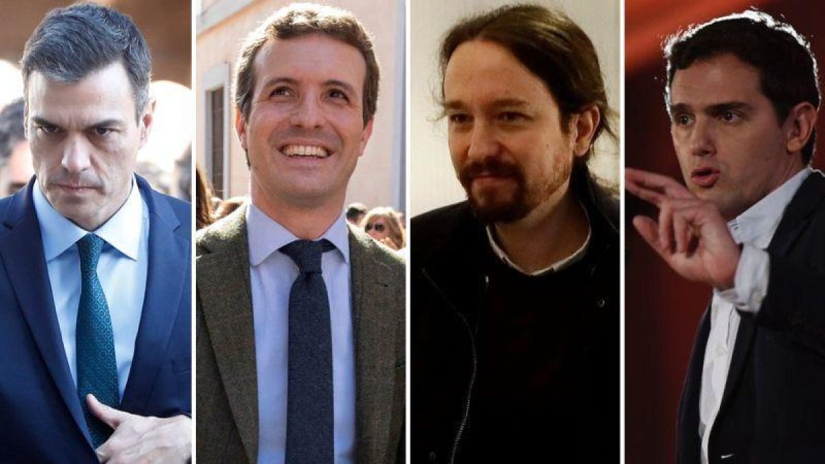 Pedro Sánchez, Pablo Casado, Pablo Iglesias, Albert Rivera-