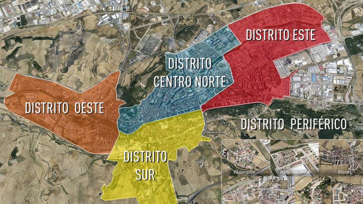 Mapa de la distribución de distritos que propone el PSOE.-ECB