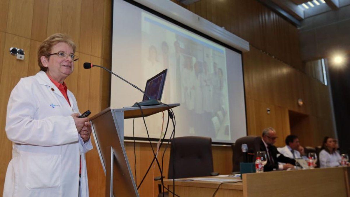 La doctora María Jesús Coma, durante la presentación de la memoria de investigación.-RAÚL G. OCHOA