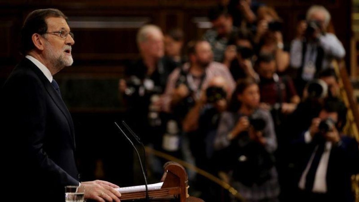 El presidente del Gobierno, Mariano Rajoy, en una reciente intervención en el Congreso.-JOSÉ LUIS ROCA