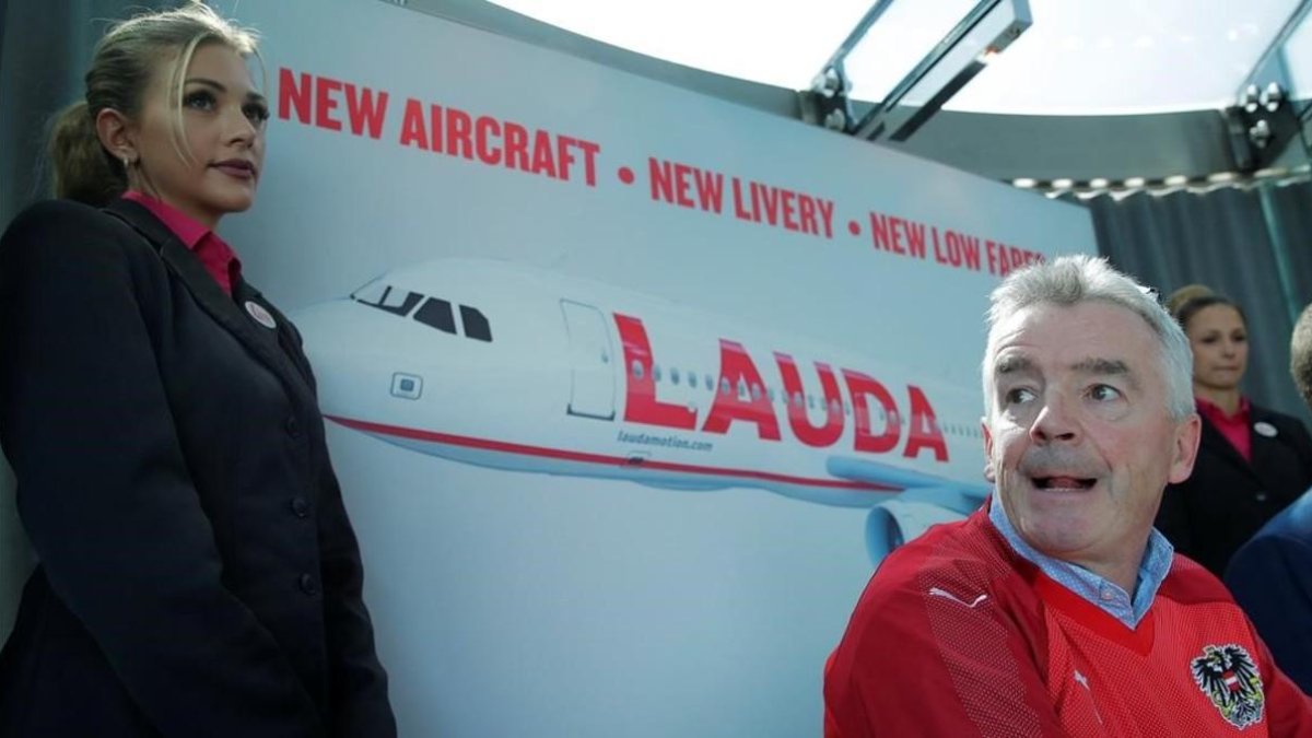 El consejero delegado de Ryanair, Michael OLeary, en la presentación de la compra de Laudamotion. /-REUTERS / HEINZ-PETER BADER