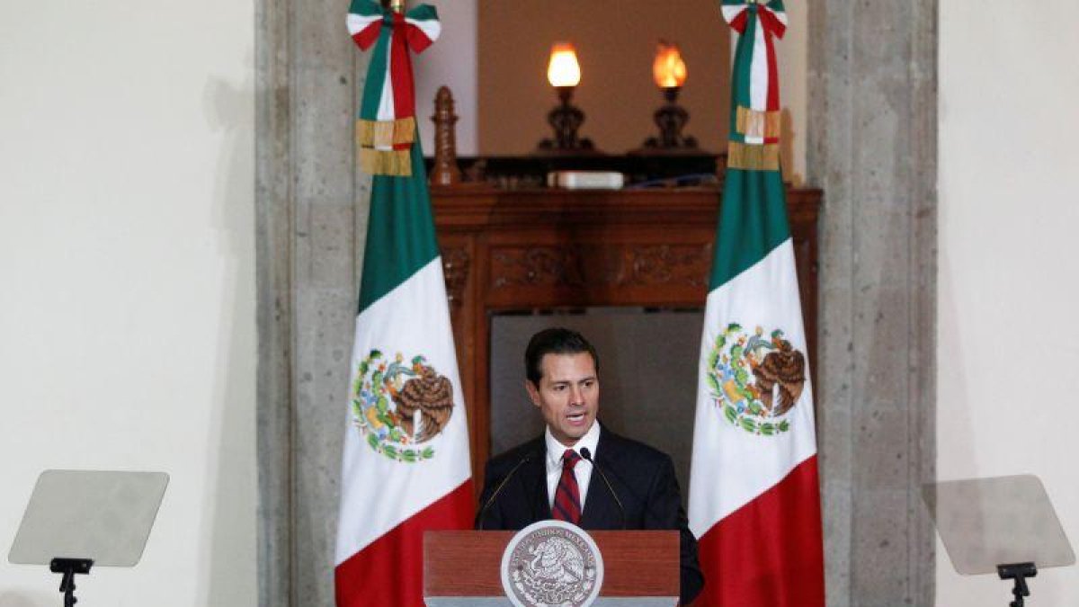 El presidente de México, Enrique Peña Nieto, durante su discurso ante el cuerpo diplomático.-REUTERS / CARLOS JASSO