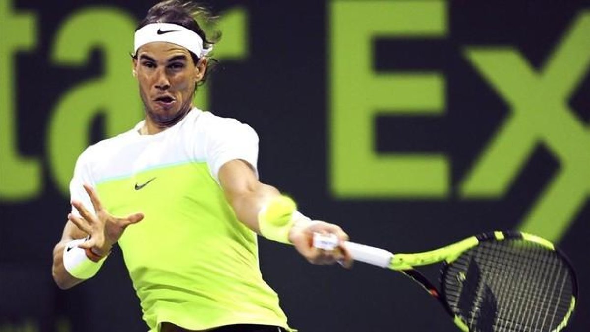 Nadal conecta una derecha en el partido ante Kuznetsov.-EFE