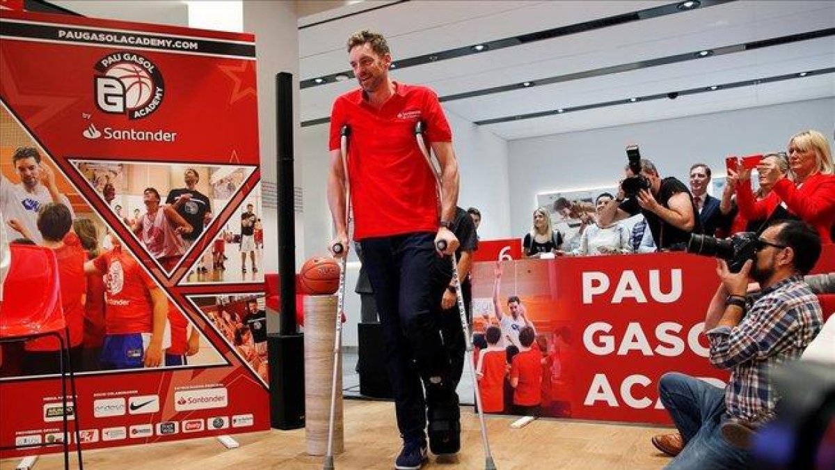 Pau Gasol, en la presentación de su academia el pasado día 13 en Barcelona-ALEJANDRO GARCÍA (EFE)