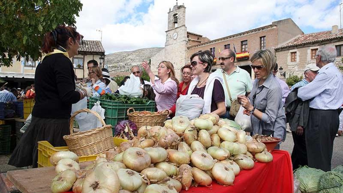 La Feria de la Cebolla de la localidad palentina de Palenzuela reúne a unas 2.000 personas cada año.-ECB