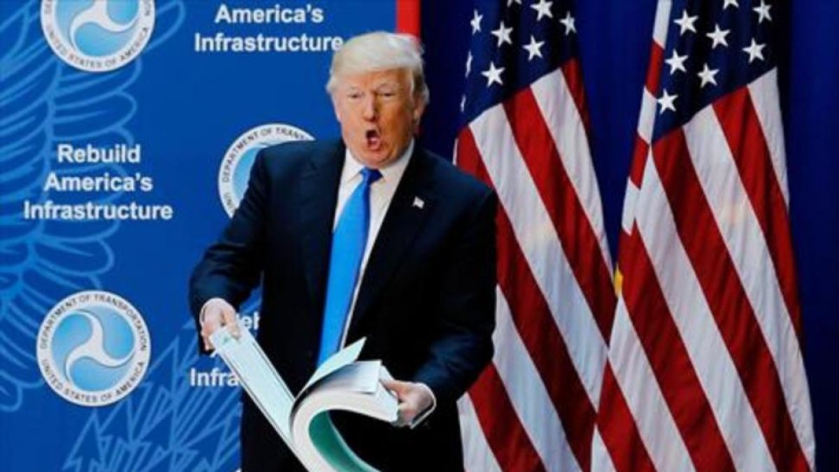 El presidente Trump, en un acto público en Washington-REUTERS