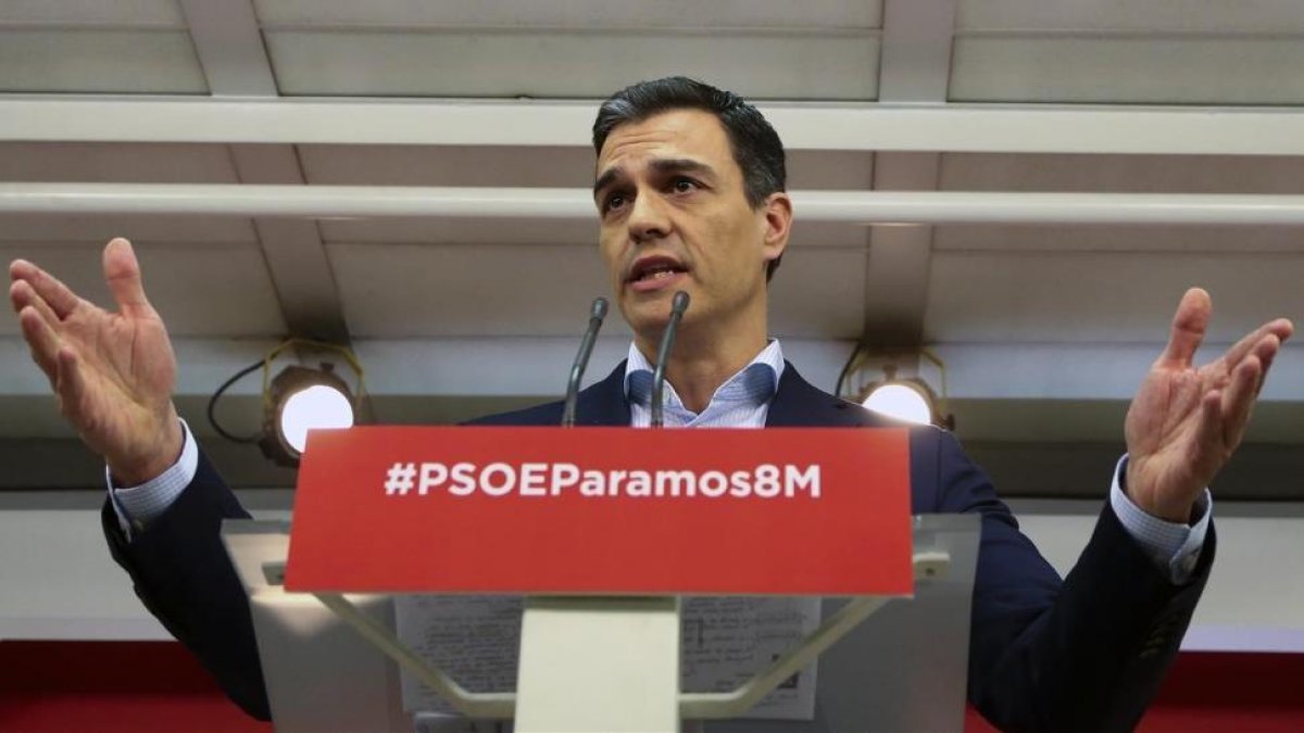Pedro Sánchez, en la sede del PSOE-JOSE MANUEL PRATS