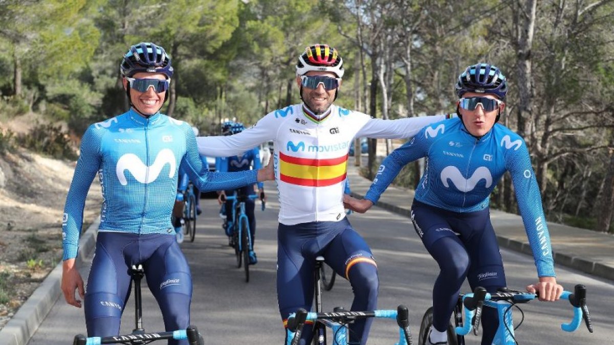 Valverde, Soler y Mas serán los jefes de filas del Movistar Team en Burgos. Movistar Team