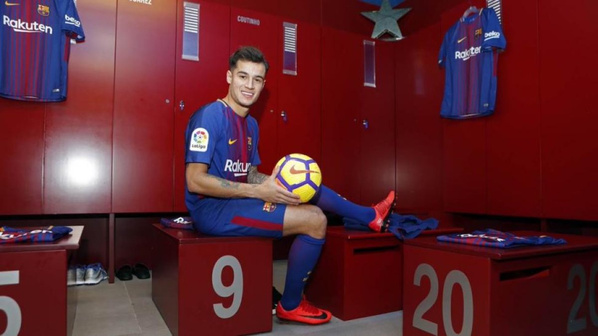 Philippe Coutinho, en el vestuario.-/ FC BARCELONA