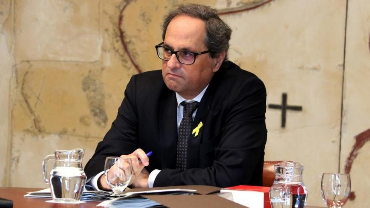 El president Quim Torra, este martes, en la reunión del Consell Executiu.-/ JORDI BATALLER (ACN)
