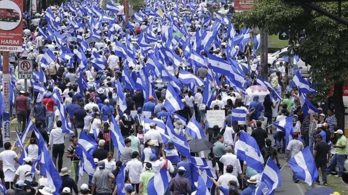 Manifestación contra Daniel Ortega, en Managua.-EFE / RODRIGO SURA