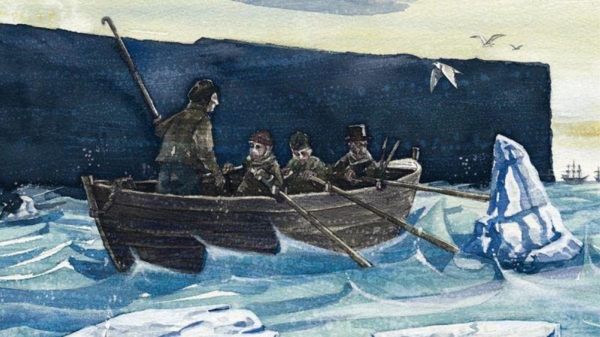 Ilustración de Agustín Comotto de La conquista de los Polos-AGUSTÍN COMOTTO