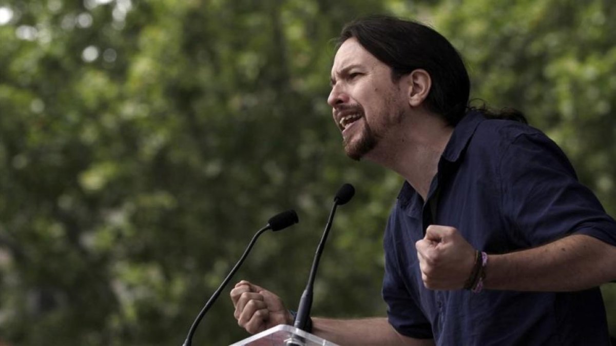 Pablo Iglesias interviene en un mitin de la campaña 26-J.-EFE