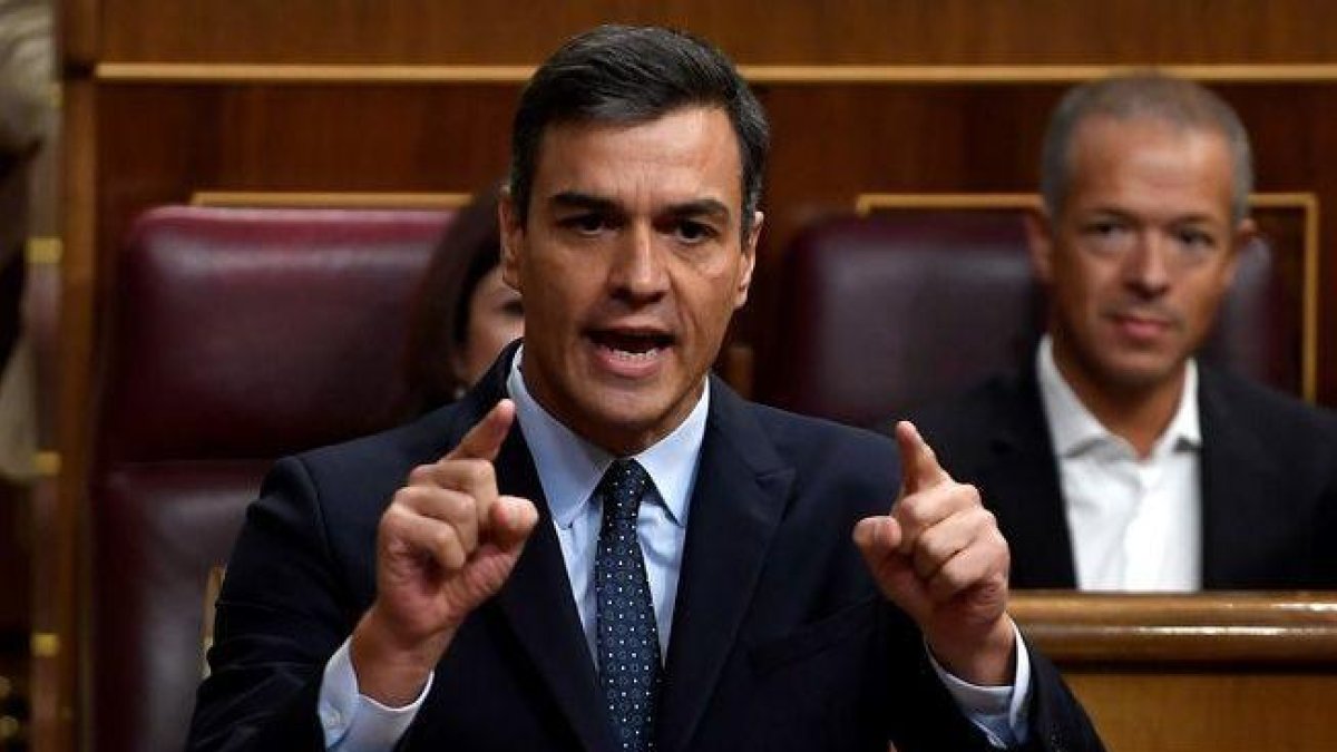 Pedro Sánchez, en el Congreso.-