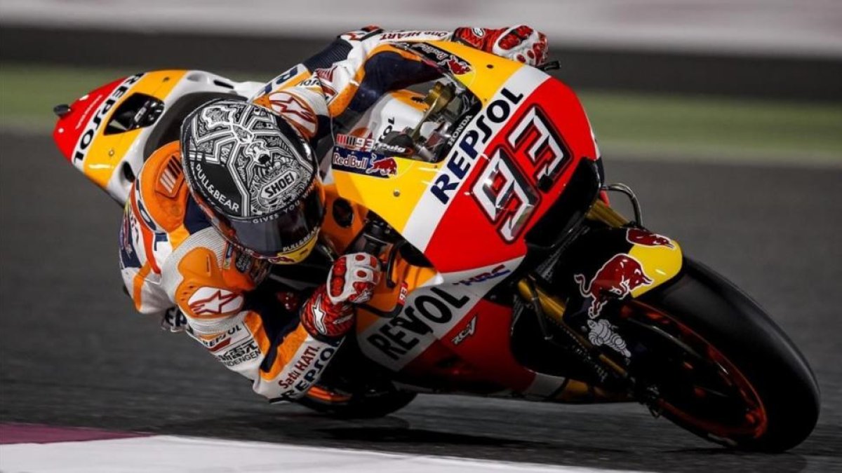Marc Márquez (Honda), en su último día de pretemporada en Catar.-REPSOL-HONDA MEDIA