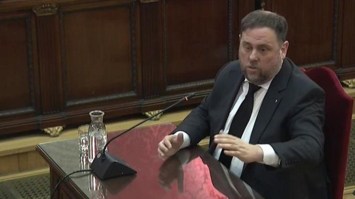 Oriol Junqueras, en la tercera jornada del juicio del ’procés’, el pasado 14 de febrero.-TRIBUNAL SUPREMO