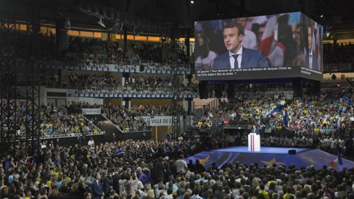 Mitin de Macron en Lyon.-Michel Euler
