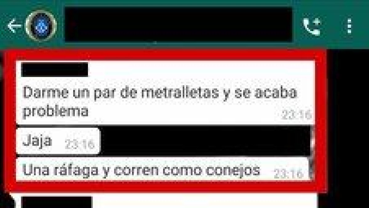 Captura del chat de policías locales de Mataró.-