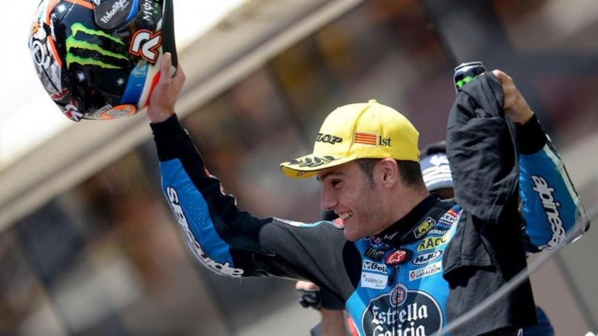 Jorge Navarro, en el podio de Montmeló.-AFP / JOSEP LAGO