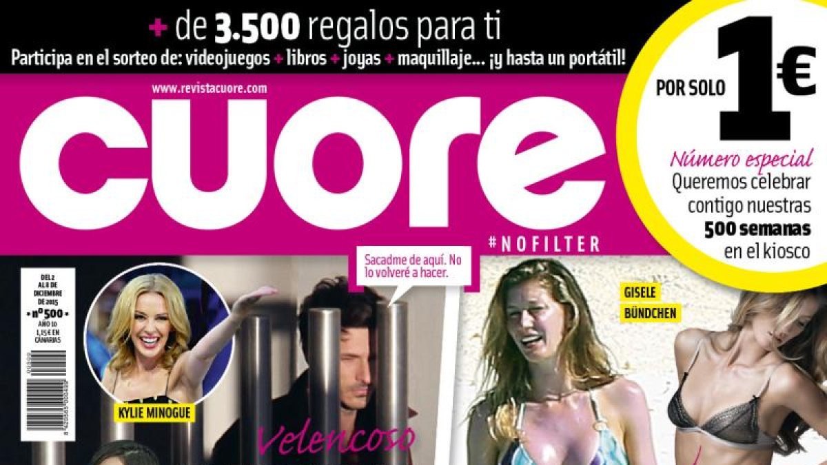 Portada del número 500 de la revista Cuore.-
