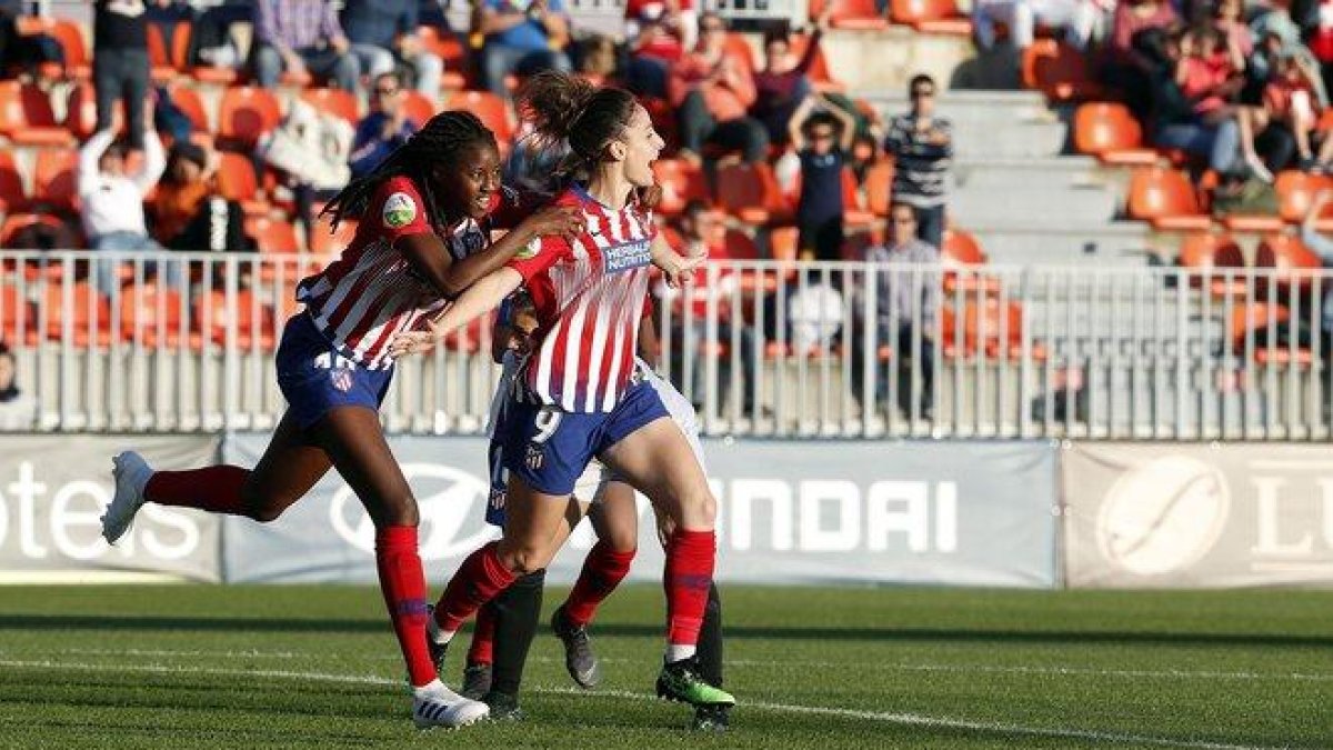 Las jugadoras del Atlético celebran un gol la temporada pasada.-@ATLETIFEMENINO