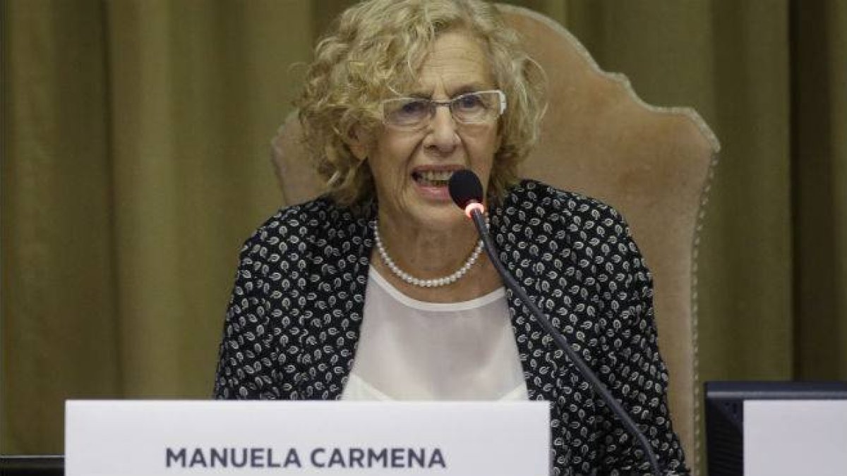 Manuela Carmena durante su intervención en el Vaticano.-Foto: ATLAS