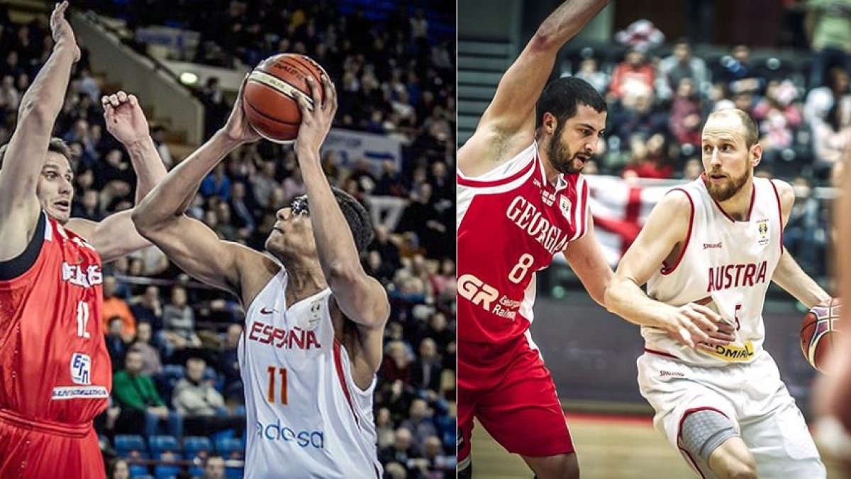 Sebas Sauz y Thomas Schreiner, en acción durante sus partidos de ayer.-FIBA