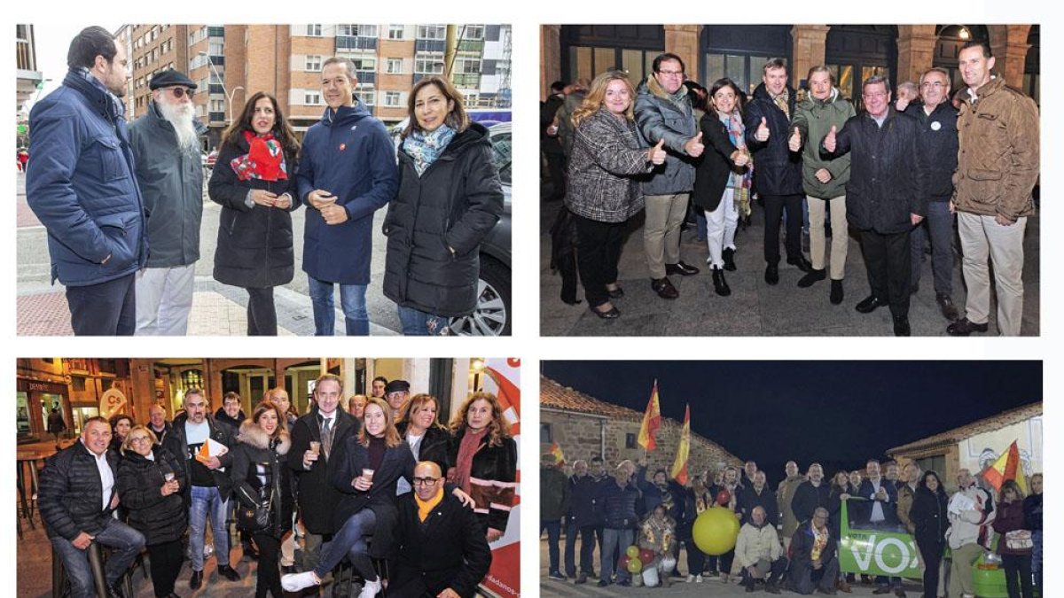 PP, PSOE y Cs cerraron sus campañas en el centro de la ciudad, mientras que VOX lo hizo en Campolara.-ISRAEL L. MURILLO / SANTI OTERO