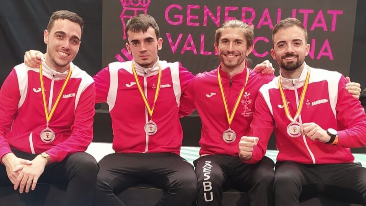 Equipo de la Sala Esgrima Burgos en el Nacional. ECB
