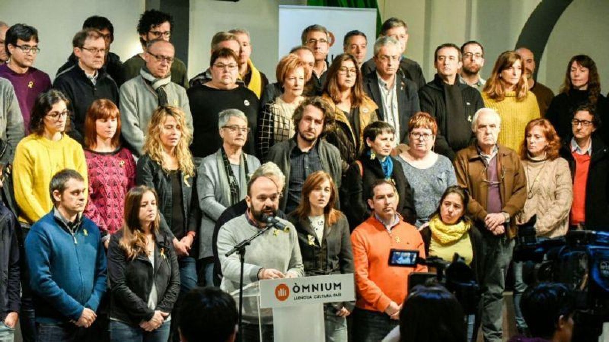 El vicepresidente de Òmnium Cultural, Marcel Mauri, en el acto del sábado.-EL PERIÓDICO