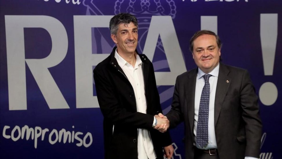 Imanol saluda a Jokin Aperribay-JAVIER ETXEZARRETA