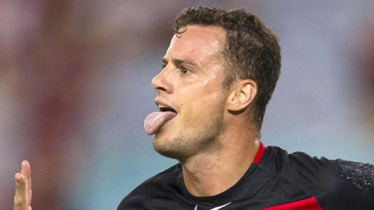Oriol Riera celebra un gol con la camiseta del Western Sydney Wanderers.-