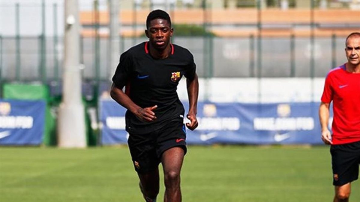 Dembélé, durante un entrenamiento en la Ciudad Deportiva-MIGUEL RUIZ
