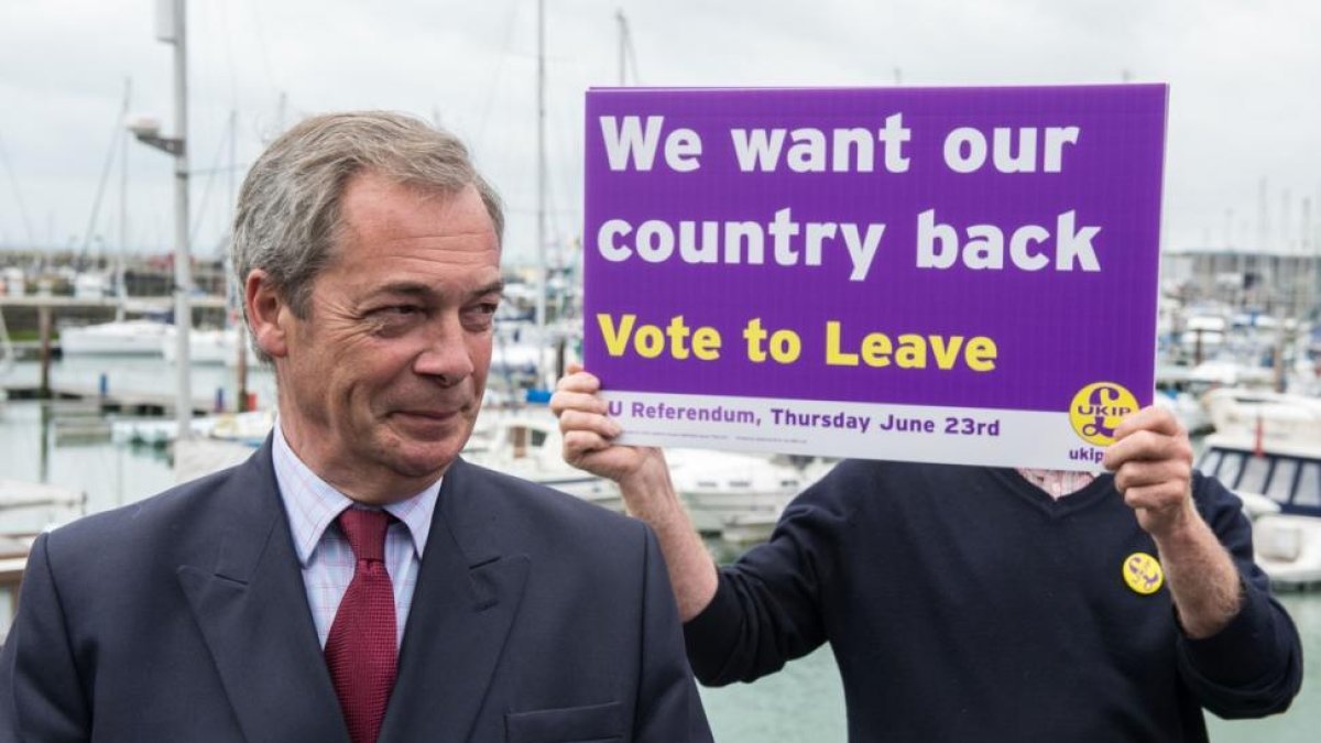 Nigel Farage, en plena campaña a favor del Brexit.-AFP / CHRIS J RATCLIFFE / AFP